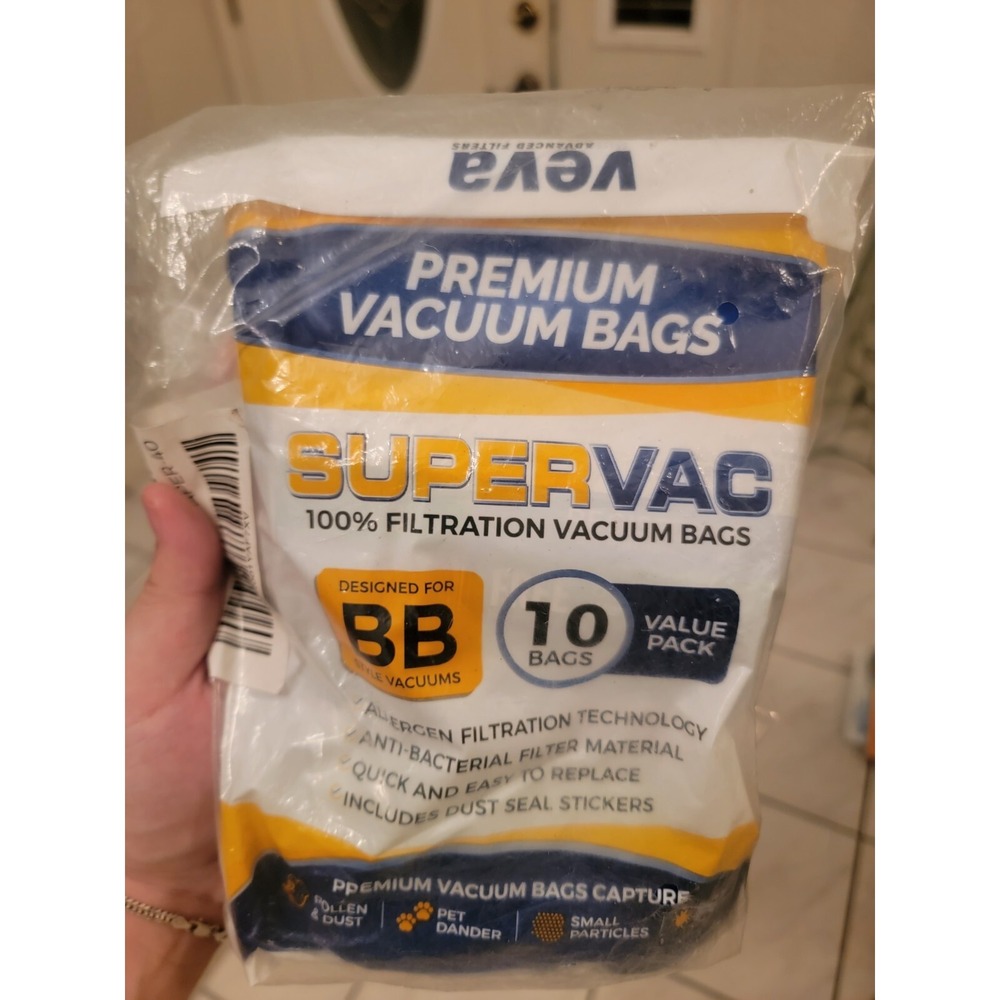 VEVA Premium Vacuum Bags Style BB 10 Pack Super Vac 100% Filtration New‎